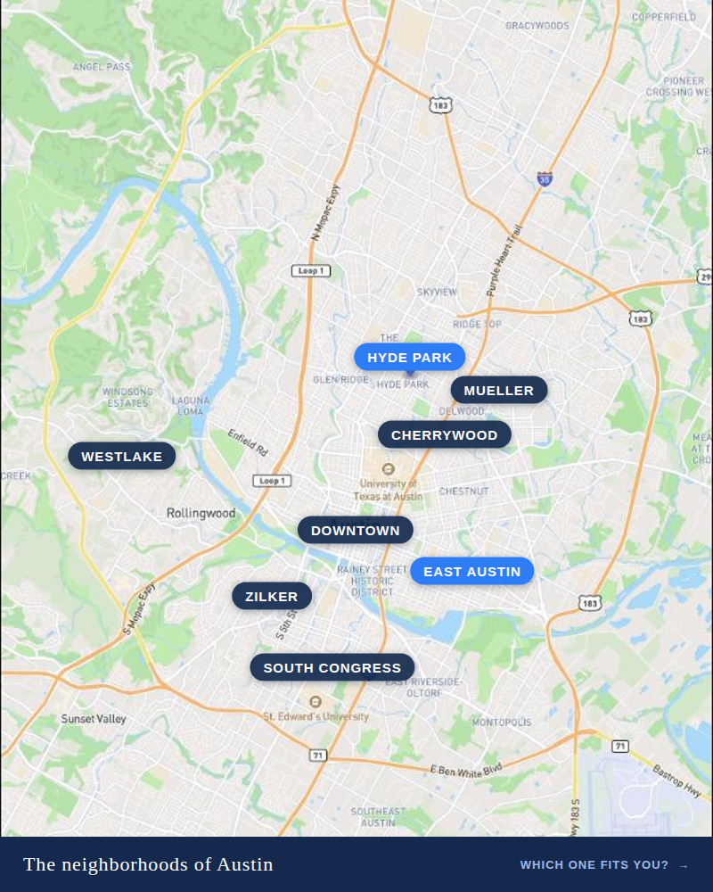 The City Spotlight — The neighborhoods (real map)