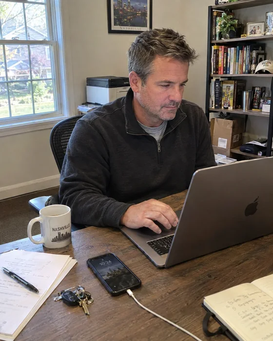 Jason P., Jason at his desk