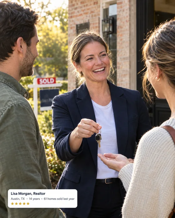 An agent with clients, or at home with family